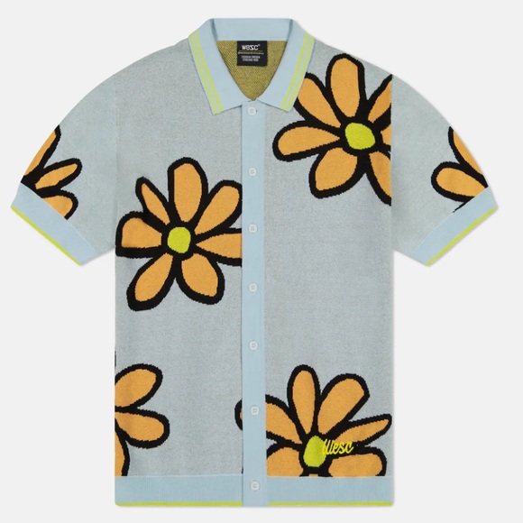 Wesc Other - NWT WeSC S/S Polo Collar Cardigan Daisys (Winter Sky)